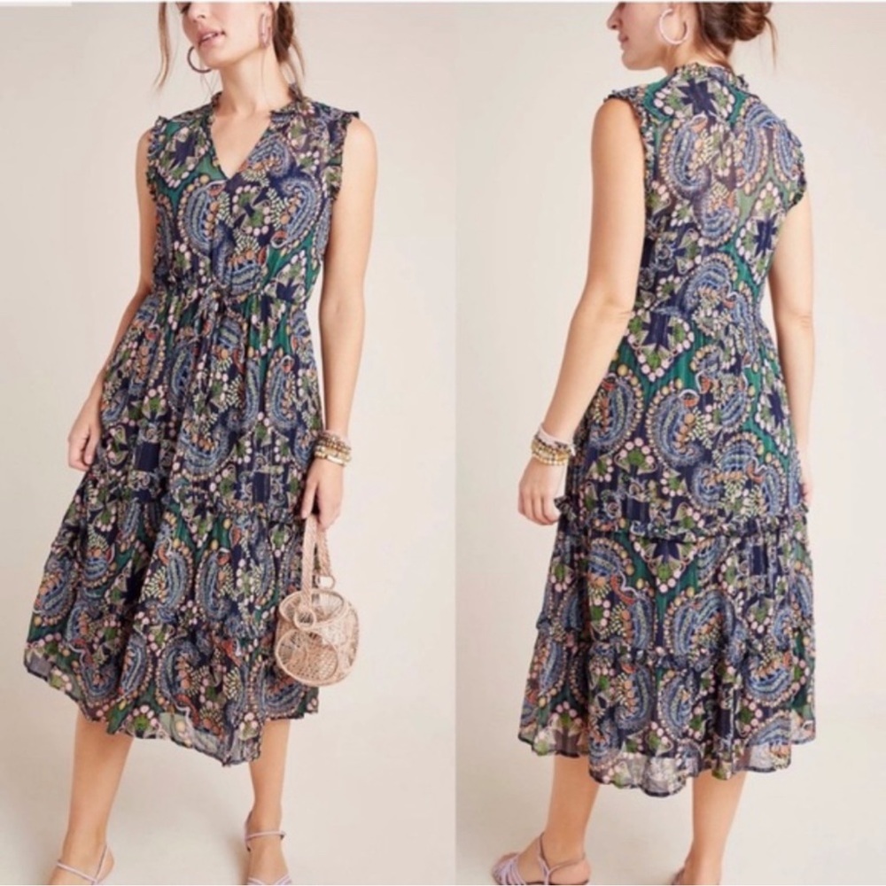 Anthropologie Elmira Ruffled Midi Dress‎